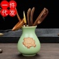 汝窑哥窑陶瓷茶道六君子牡丹花茶艺组合套装功夫茶具实木茶道配件